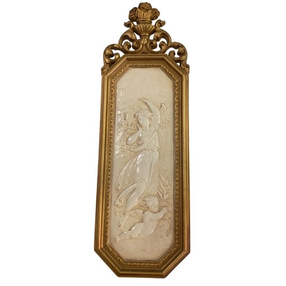 VTG 1967 Dart Homco 2 Wall Plaques Gold Angels Relief MCM Hollywood Regency - Picture 8 of 13